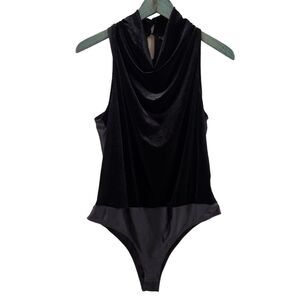 Sincerely Jules Body Suit Size L Crushed Velvet Cowl Neck‎ Sleeveless